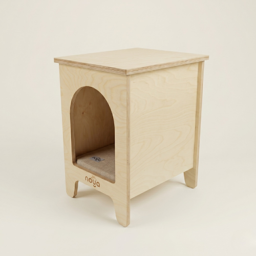 Side – Minimal Wooden Side Table and Pet Living Space (for Cat & Small Dog)