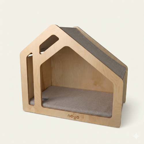 Barin – Ahşap Büyük Irk Köpek Evi (Ev İçin Tasarlanmış Modern Köpek Mobilyası)