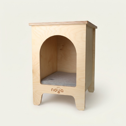 Side – Minimal Wooden Side Table and Pet Living Space (for Cat & Small Dog)